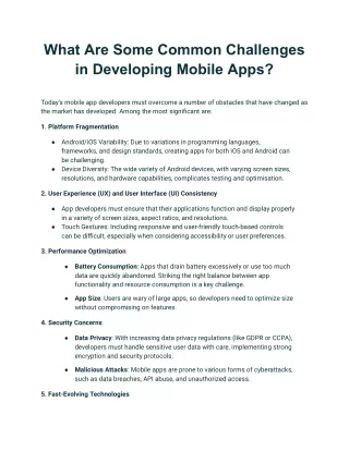 What Are Some Common Challenges in Developing Mobile Apps?