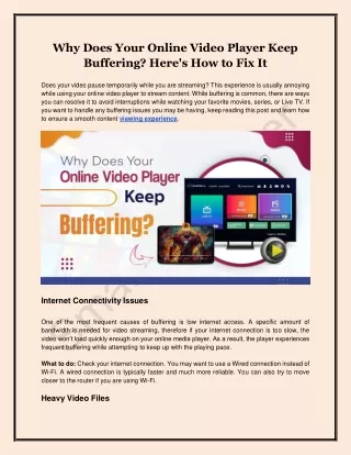 Why Does Your Online Video Player Keep Buffering