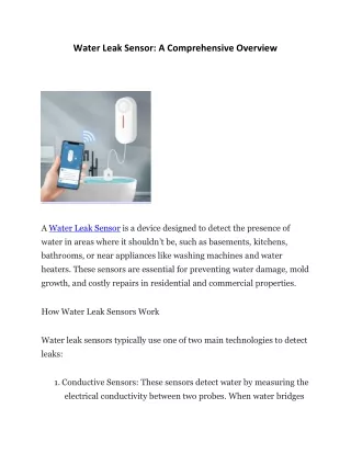 Water Leak Sensor: A Comprehensive Overview