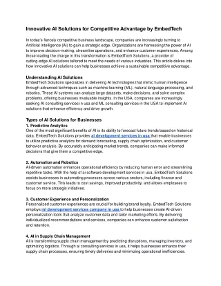 Innovative AI Solutions for Competitive Advantage by EmbedTech