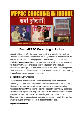 best mppsc coaching in indore