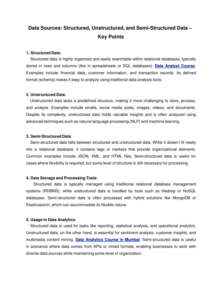 data sources structured unstructured and semi