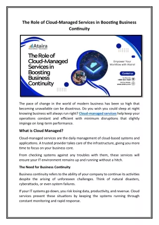 The Role of Cloud-Managed Services in Boosting Business Continuity