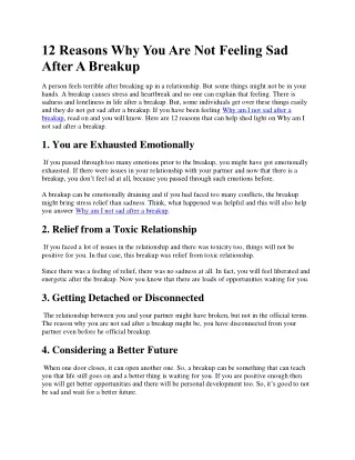 12 Reasons Why You Are Not Feeling Sad After A Breakup