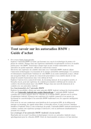 Tout savoir sur les autoradios BMW : Guide d’achat complet