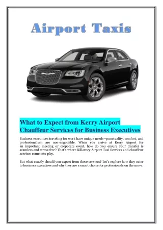 What to Expect from Kerry Airport Chauffeur Services for Business Executives