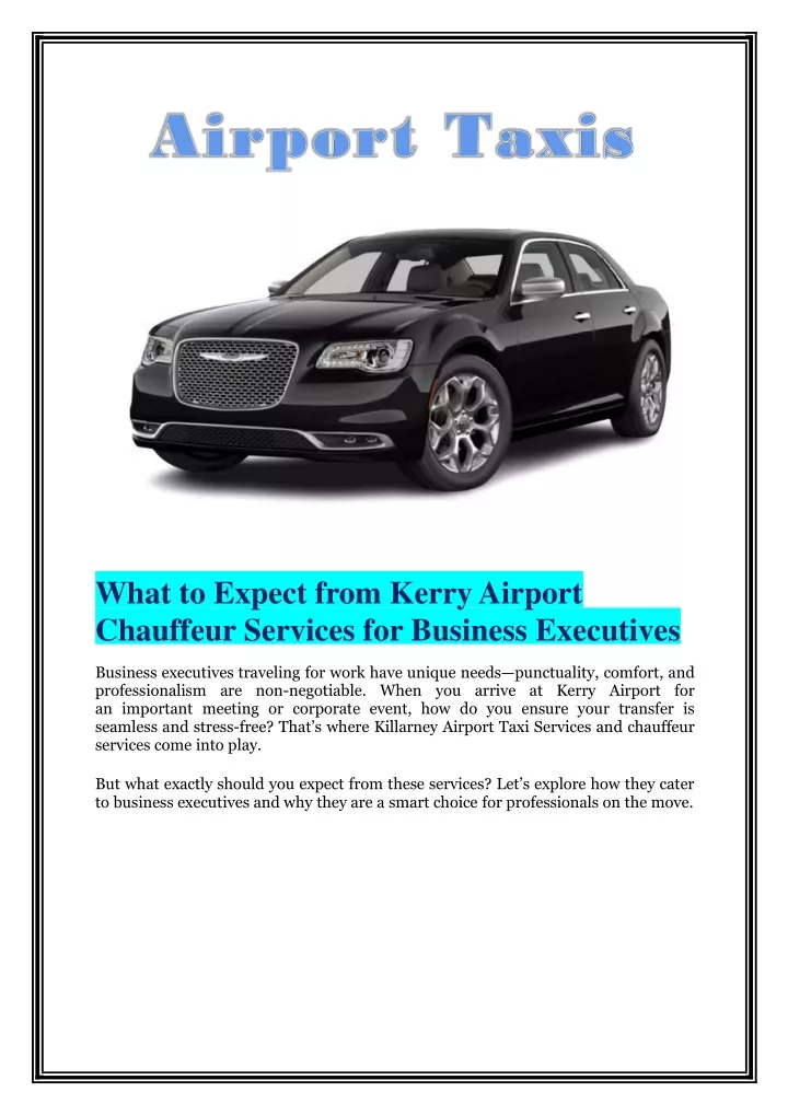 what to expect from kerry airport chauffeur