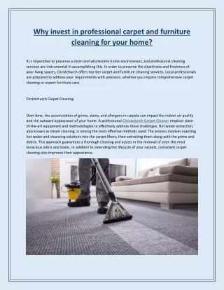 Why invest in professional carpet and furniture cleaning for your home