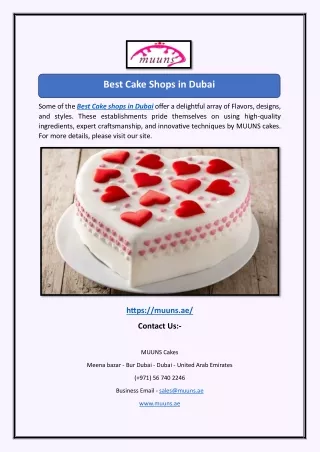 Best Cake Shops in Dubai