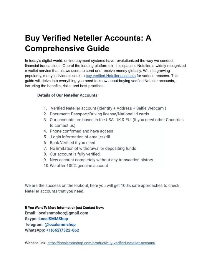 PPT - The Best Way To Buy Verified Neteller Account In 2024 PowerPoint ...