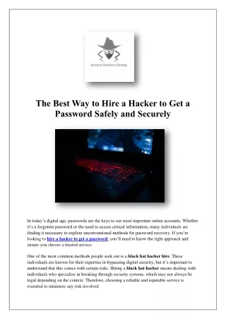 the best way to hire a hacker to get a password