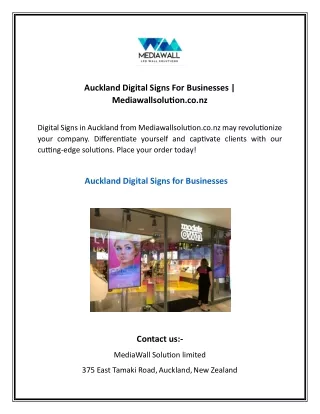 Auckland Digital Signs For Businesses  Mediawallsolution.co.nz