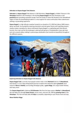 dehradun to dayara bugyal trek distance