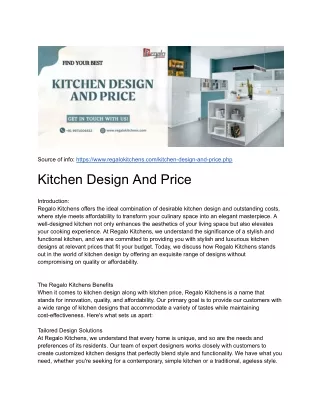 source of info https www regalokitchens
