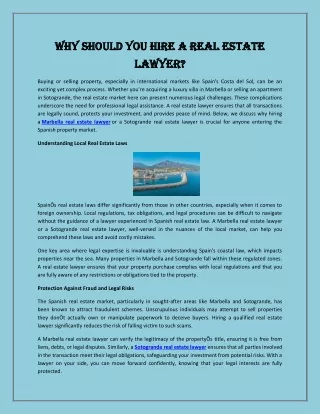 Why Should You Hire a Real Estate Lawyer?