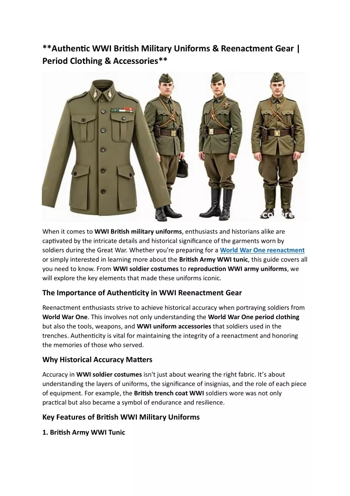 authentic wwi british military uniforms