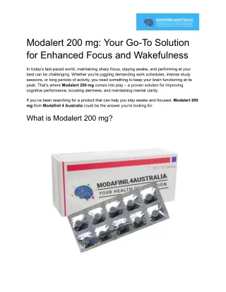 Achieve Peak Performance with Modalert 200 mg | Modafinil 4 Australia