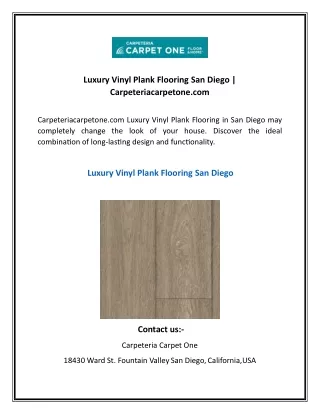 Luxury Vinyl Plank Flooring San Diego Carpeteriacarpetone