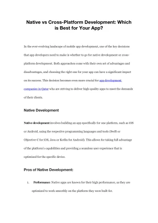 native vs cross platform development which
