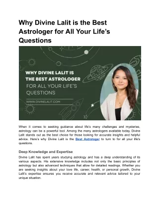 Why Divine Lalit is the Best Astrologer for All Your Life’s Questions