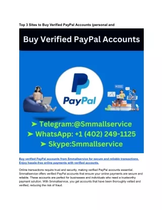 Top 3 Sites to Buy Verified PayPal Accounts (personal and