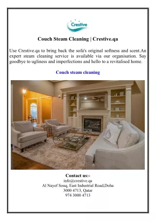 Couch Steam Cleaning  Crestive.qa