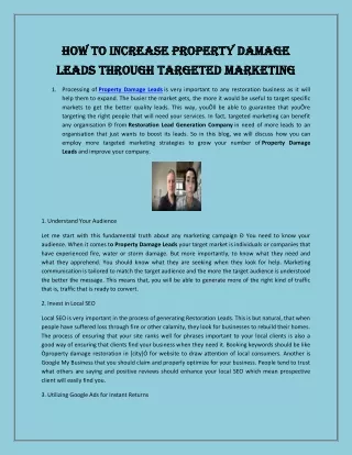 How to Increase Property Damage Leads Through Targeted Marketing
