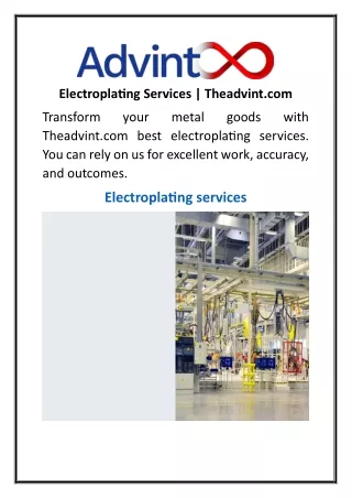 Electroplating Services  Theadvint.com