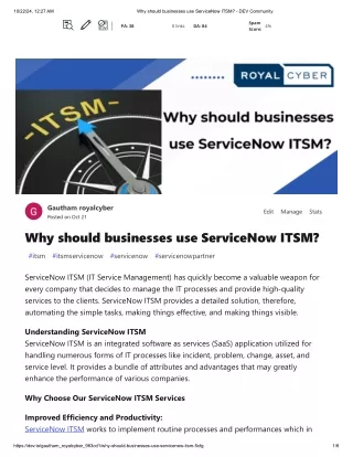 Why should businesses use ServiceNow ITSM
