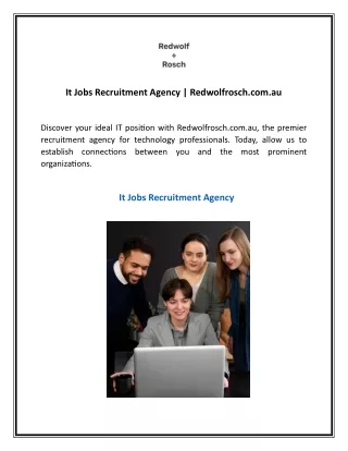 It Jobs Recruitment Agency  Redwolfrosch.com