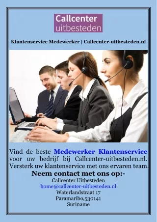 Klantenservice Medewerker  Callcenter-uitbesteden.nl