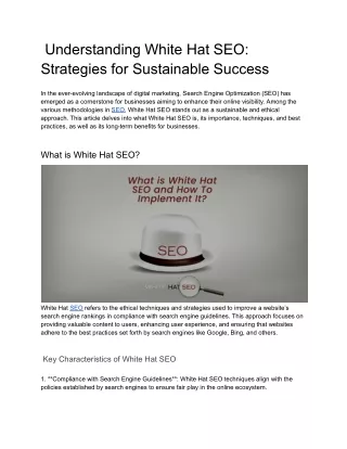 Understanding White Hat SEO: Strategies for Sustainable Success