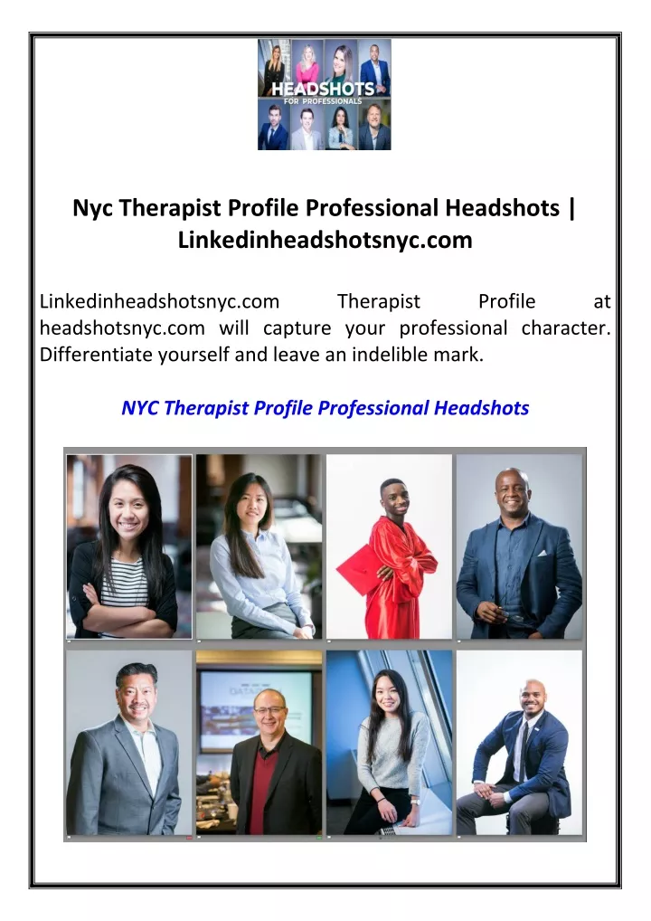 nyc therapist profile professional headshots