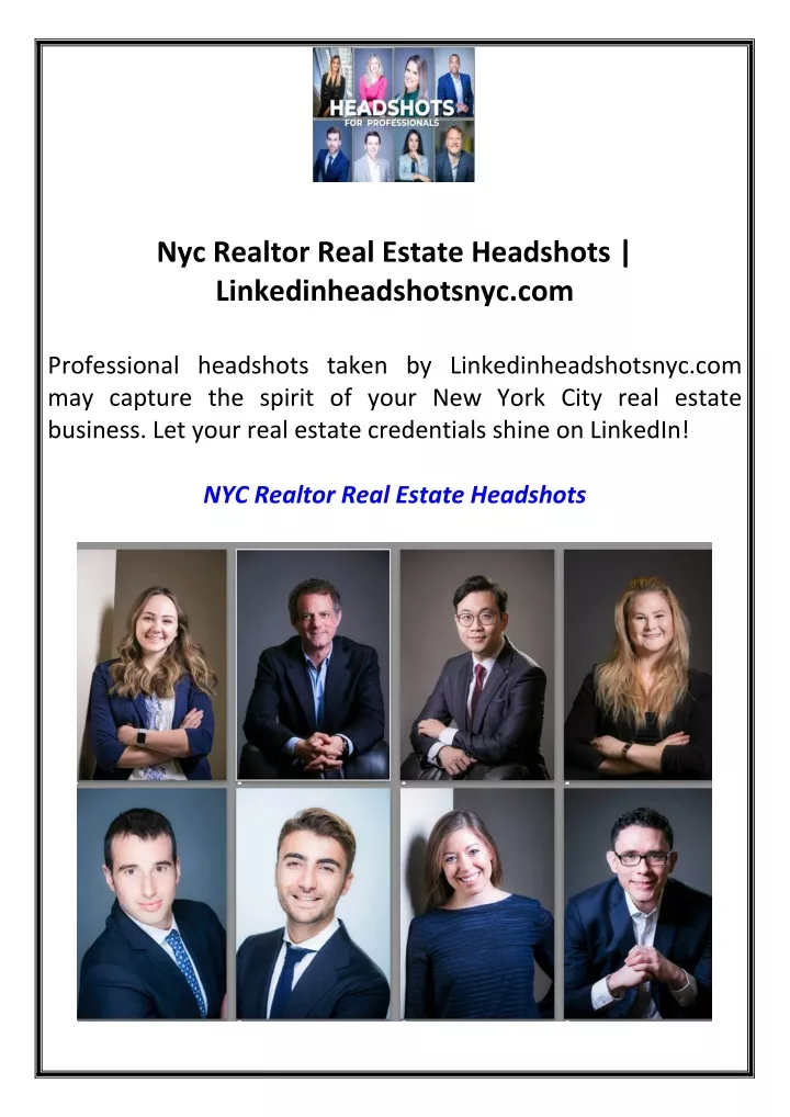 nyc realtor real estate headshots