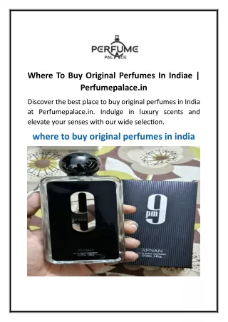 Where To Buy Original Perfumes In Indiae  Perfumepalace.in