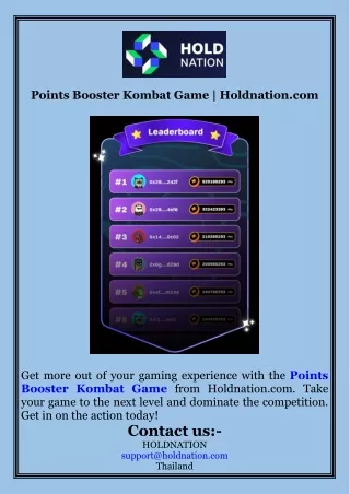 Points Booster Kombat Game  Holdnation.com