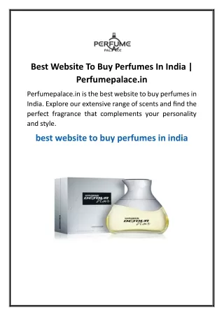 Best Website To Buy Perfumes In India  Perfumepalace.in