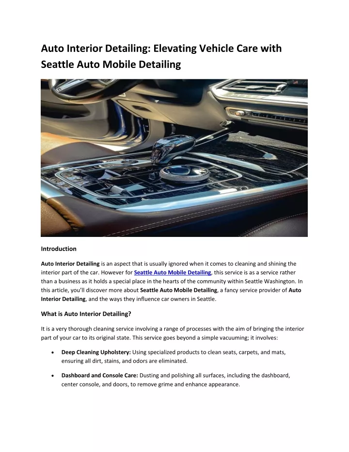 auto interior detailing elevating vehicle care