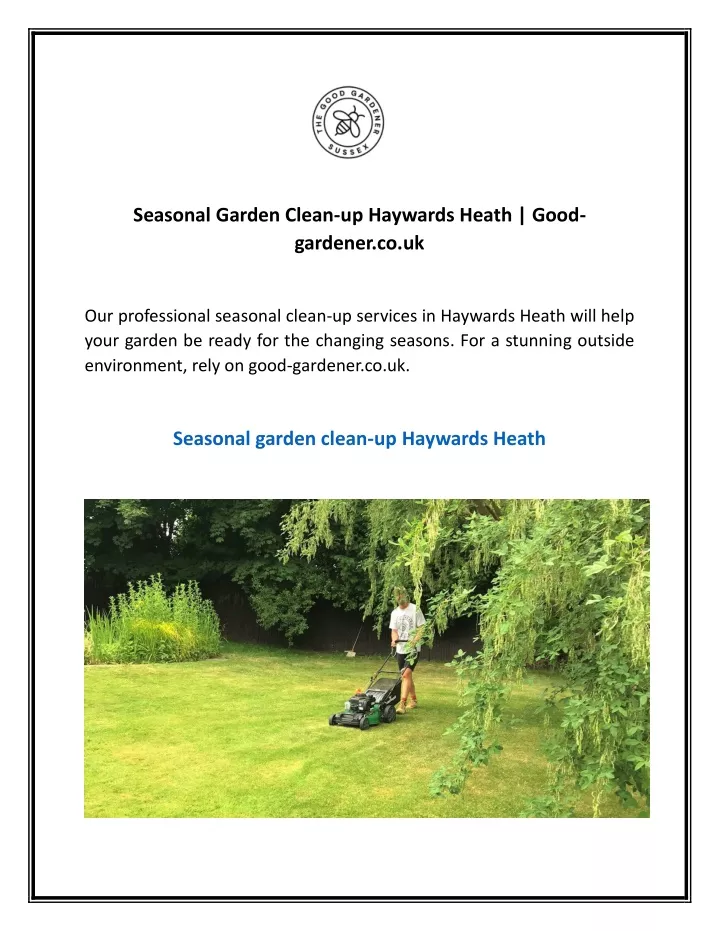 seasonal garden clean up haywards heath good