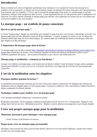 Marque-page et méditation : une pause entre chaque chapitre