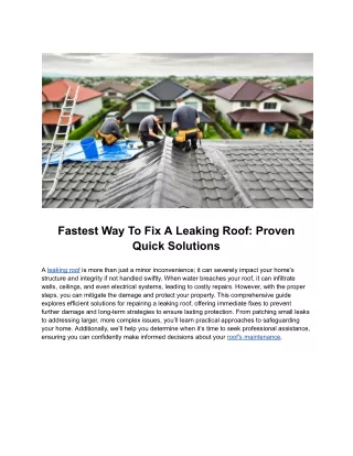 fastest way to fix a leaking roof proven quick