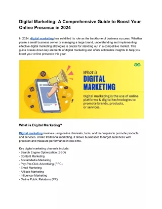 Digital Marketing: A Comprehensive Guide to Boost Your Online Presence in 2024