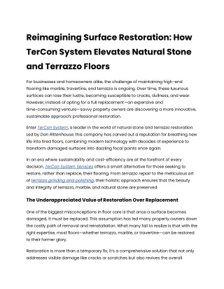 Reimagining Surface Restoration_ How TerCon System Elevates Natural Stone and Terrazzo Floors