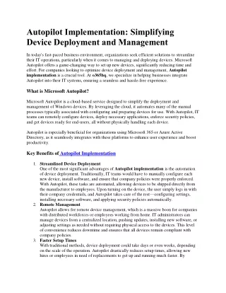 Autopilot Implementation Device Deployment