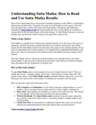 understanding satta matka how to read