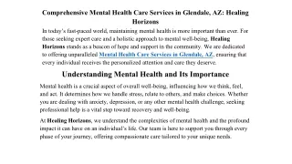 Mental Health Care | Best Holistic Psychiatry Services in Glendale