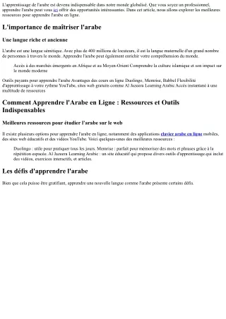 Comment Apprendre l'Arabe en Ligne : Ressources et Outils Indispensables