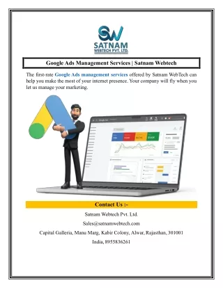 Google Ads Management Services  Satnam Webtech
