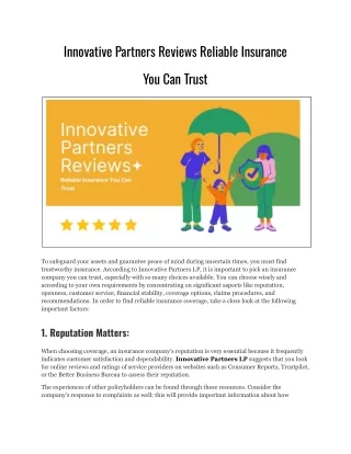 innovative partners reviews reliable insurance