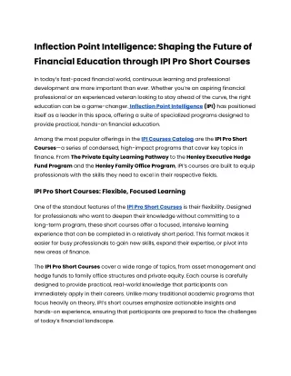 Inflection Point Intelligence_ Shaping the Future of Financial Education through IPI Pro Short Courses